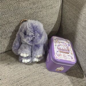 Purple  Bunny Lulu Keychain with Tin Cute Bunny Keychain Car Key Pendant JQ New